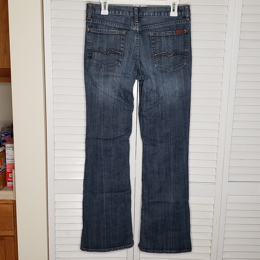 7FAM Flare Bead/Stud Back Pocket Jeans Size 29